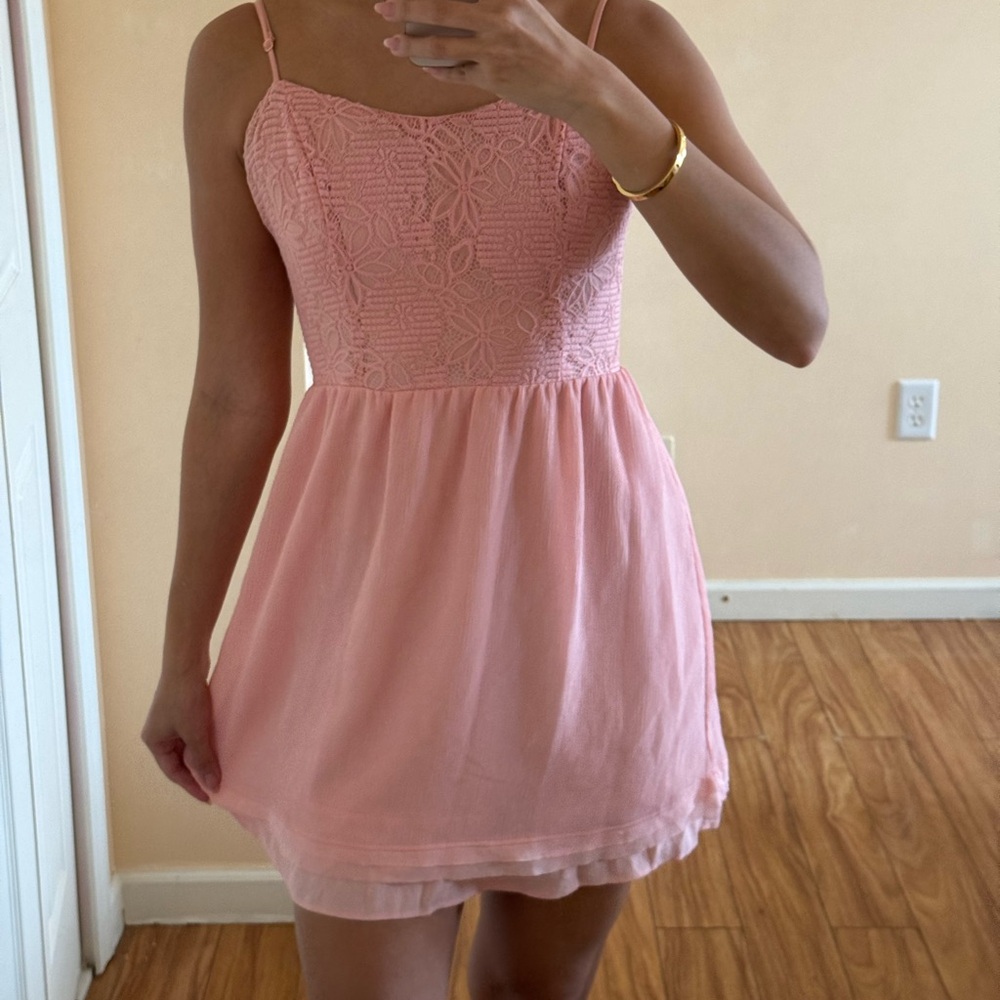 princess vera wang Blush Pink Lace Bodice Chiffon Mini Dress